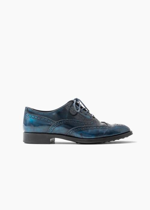 Derbys aus blauem Lackleder