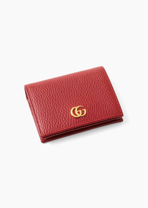 Porte-cartes GG Marmont en cuir rouge