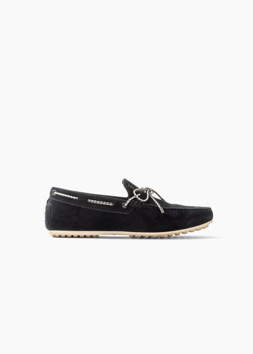 Black suede loafers