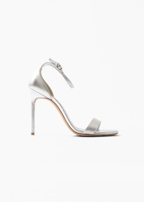 Silver leather heeled sandals