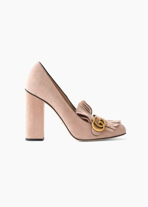 Escarpins en cuir suédé rose