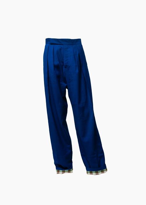 Pantalon en laine vierge bleue