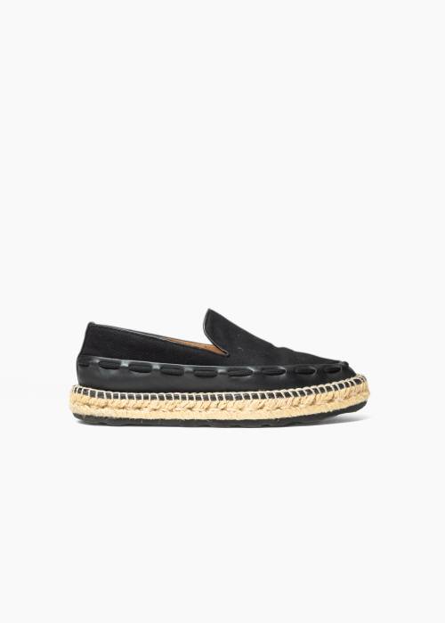 Espadrilles Woven en toile et cuir noir