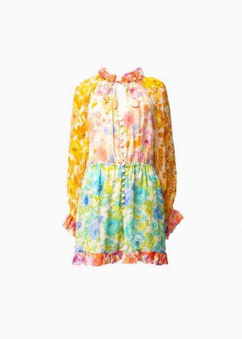 Combinaison en soie multicolore