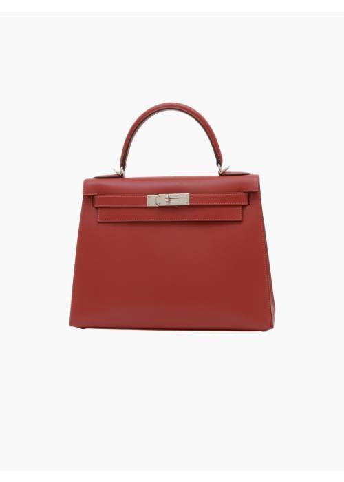 Kelly 28 in red Tadelakt leather