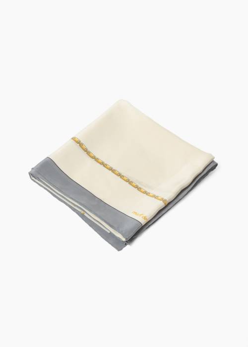 Carré en soie blanc et gris