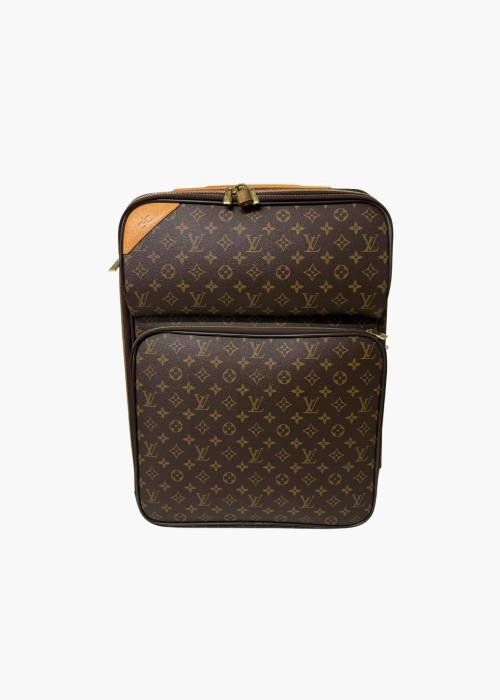 Valise cabine Pégase 55 en toile Monogram et cuir naturel