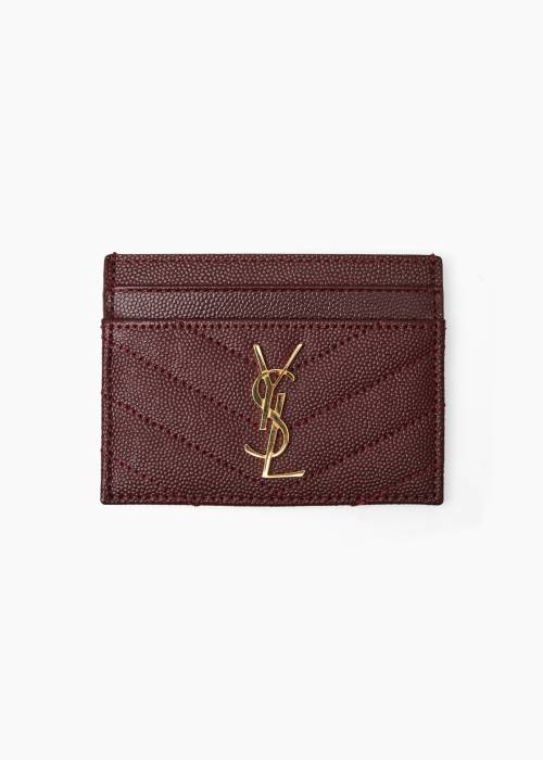 Porte-cartes Cassandre en cuir grain de poudre bordeaux