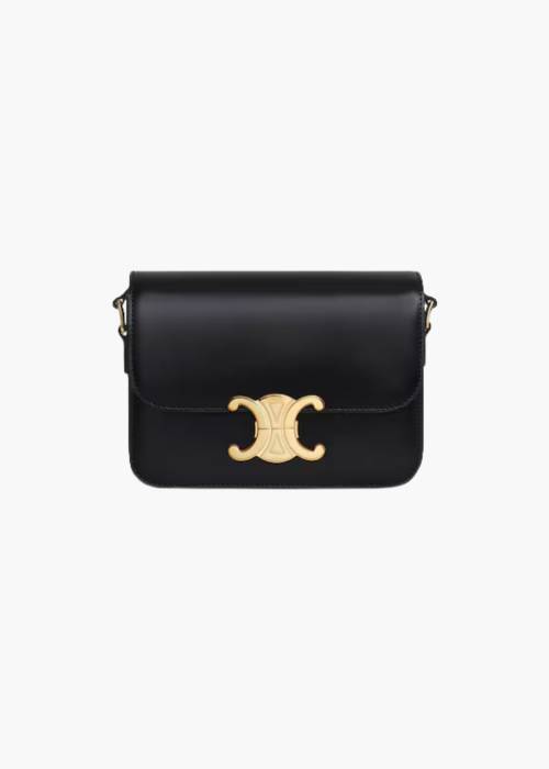 Sac classique Triomphe Teen en veau brillant noir
