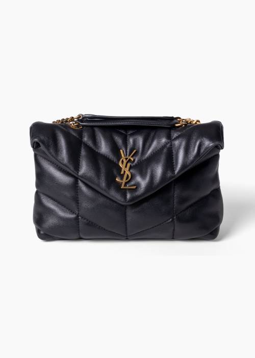 Sac mini Puffer en cuir noir matelassé