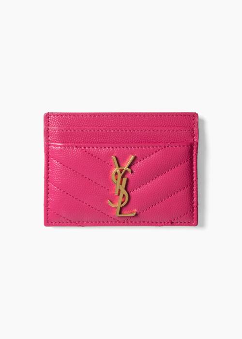 Cassandre porte-cartes en cuir grain de poudre rose