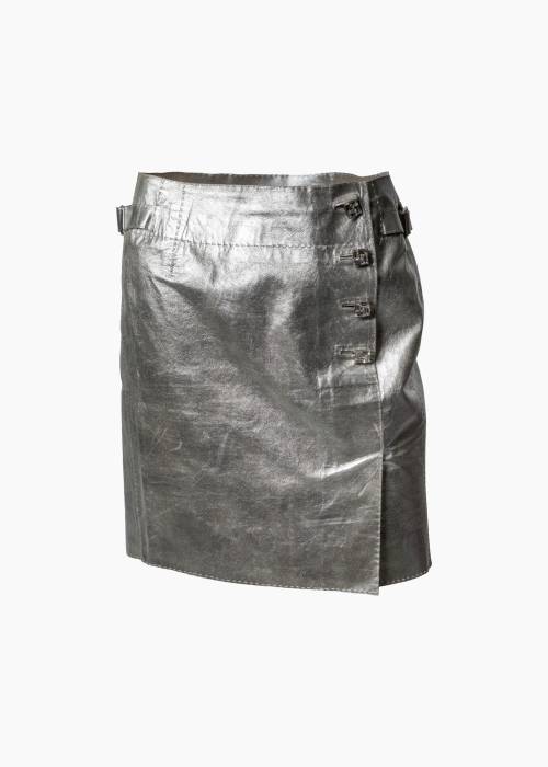 Jupe en cuir argentée