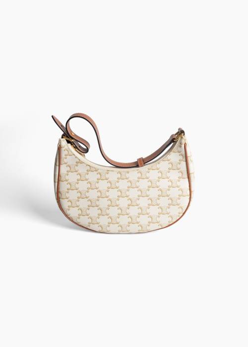 Sac Ava en toile Triomphe blanche et cuir marron