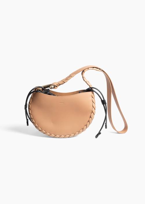 Sac hobo Mate en cuir de veau tressé beige