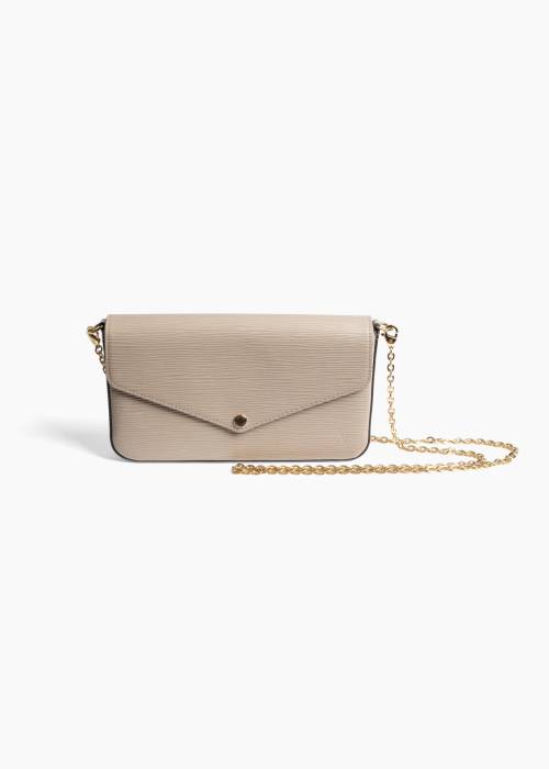 Pochette Félicie en cuir Épi beige