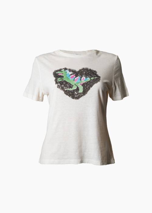 T-shirt blanc en jersey de coton à manches courtes