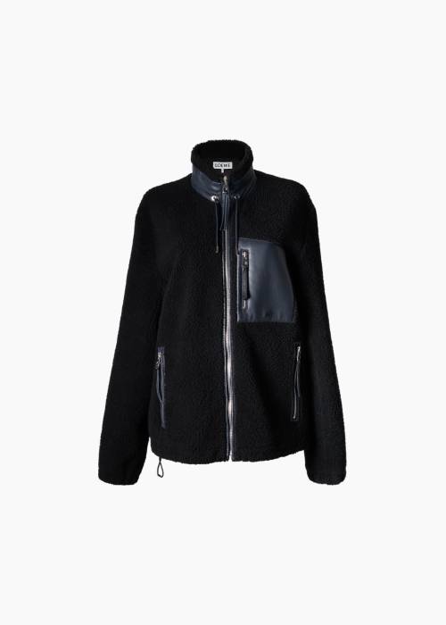 Veste en cuir et peau de mouton retourné noire