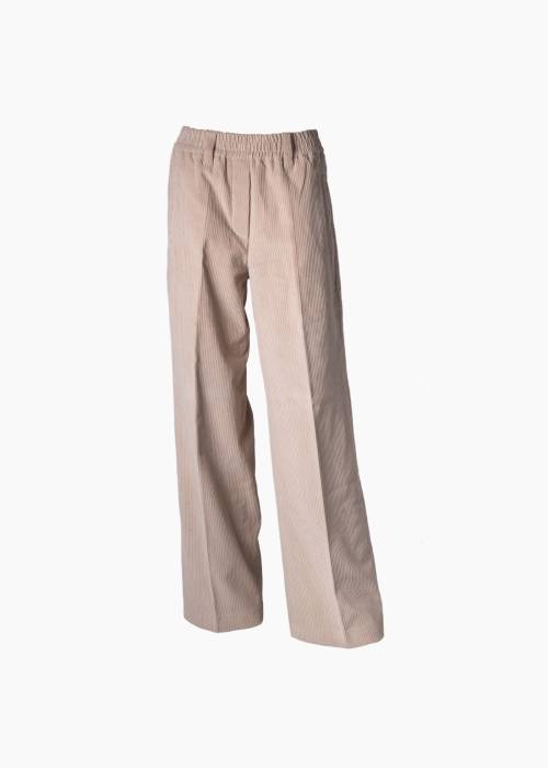 Pantalon ample en velours côtelé beige