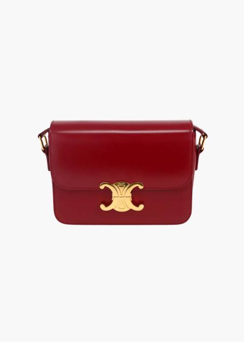 Sac classique Triomphe Teen en veau brillant rouge