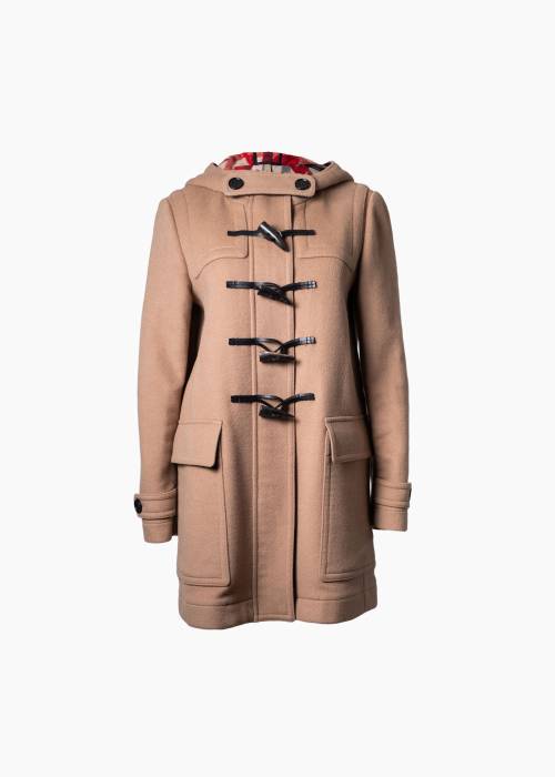 Manteau duffle-coat classique en laine de couleur camel