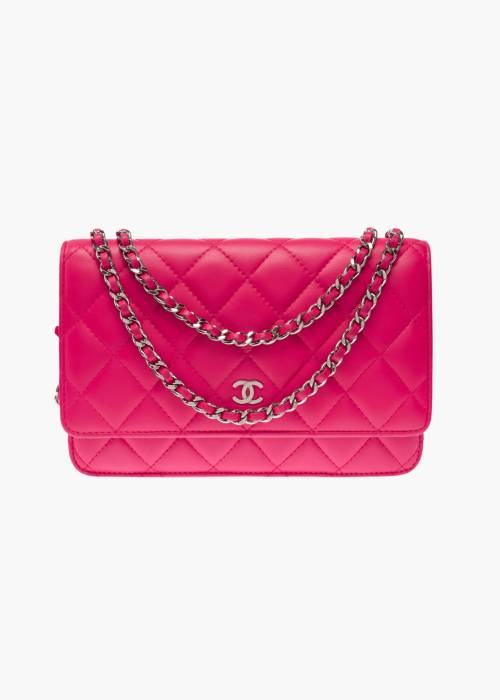 Wallet On Chain en cuir rose ​​fushia