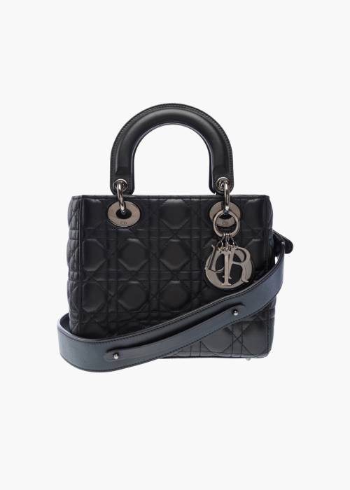 Lady Dior Small Bag in Black Leather