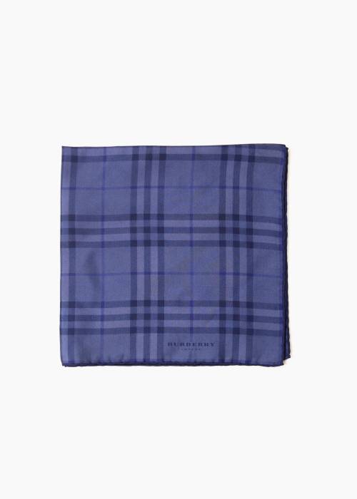 Carré de soie à carreaux bleus