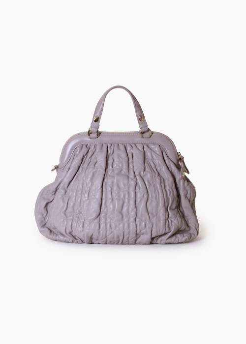 Graue Waffeltasche aus Lammleder