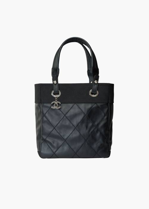 Tasche „Paris-Biarritz“ aus schwarz beschichtetem Canvas