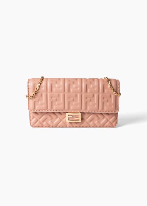 Wallet On Chain Baguette en cuir nappa rose