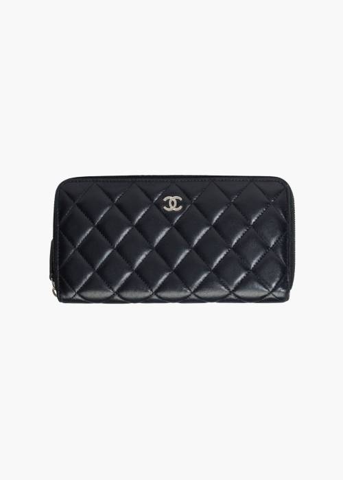 Companion Wallet in Black Quilted Lambskin Leather