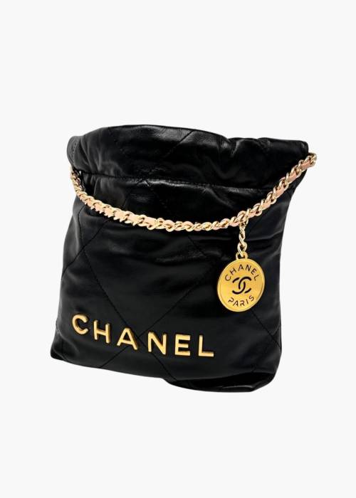 Mini sac Chanel 22 noir et rose