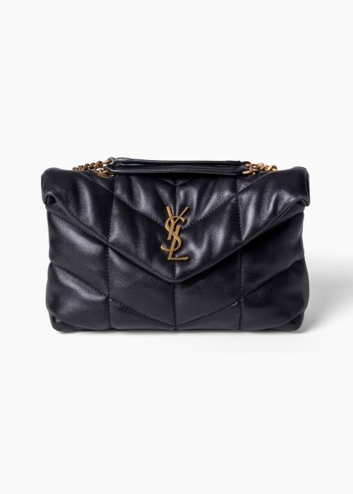 Tasche Loulou Small Puffer aus schwarzem Leder
