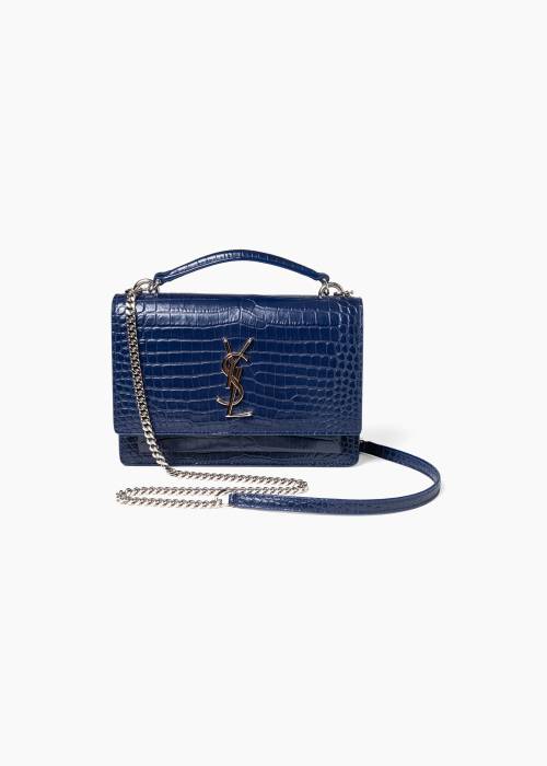 Croc-embossed leather Sunset shoulder bag
