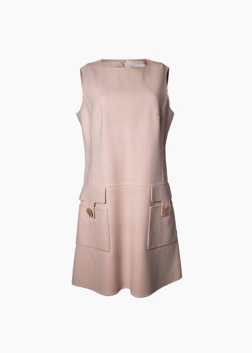 Ärmelloses Trapezkleid in Puderrosa