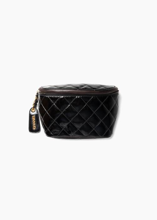 Black patent leather belt pouch