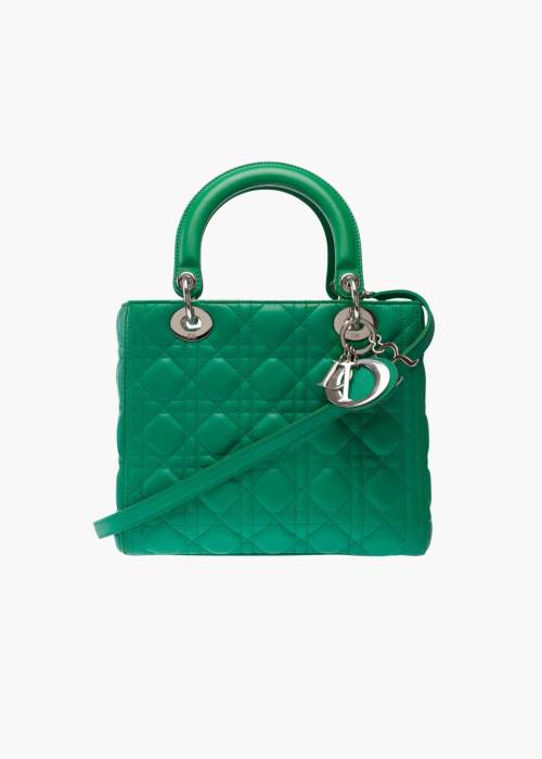 Lady Dior Medium in green cannage leather