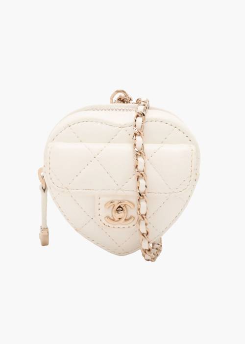 Petit Clutch cœur matelassée CC avec chaîne