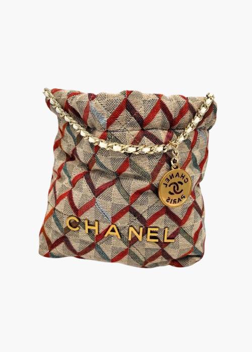Mini Chanel 22 coloré en toile texturée