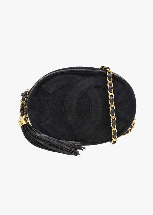 Vintage CC Mark Round bag in black suede