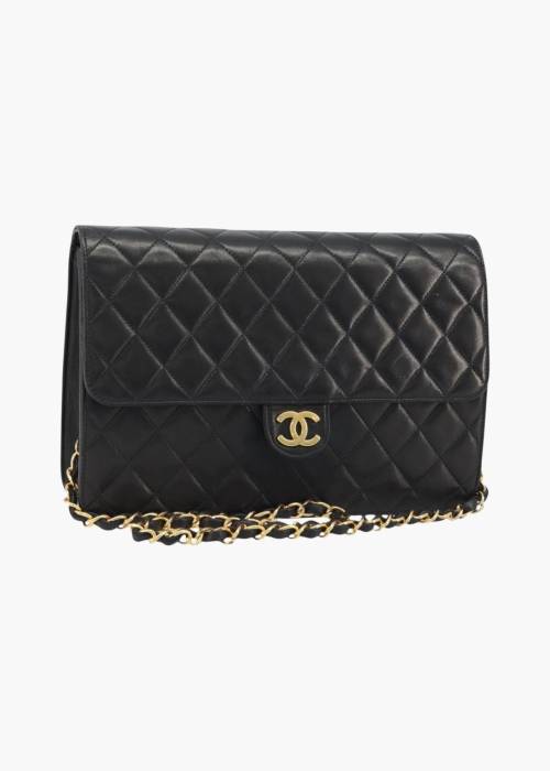 Sac en cuir d’agneau matelassé noir