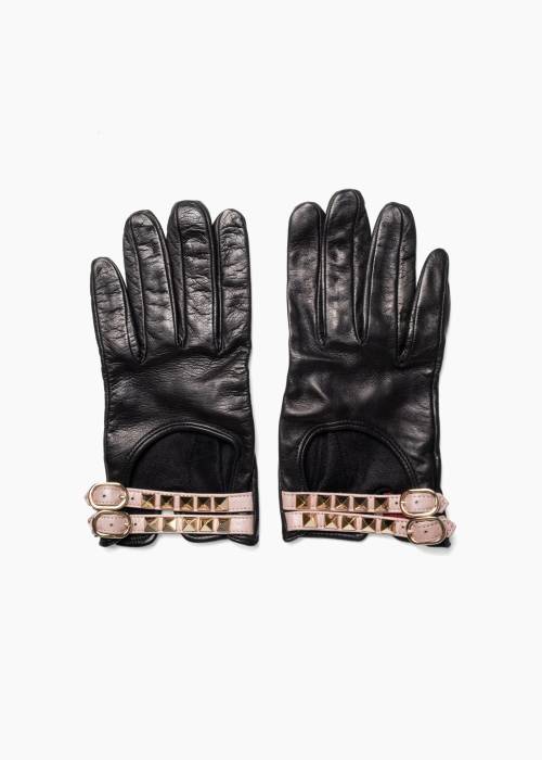Gants Rockstud en cuir noir