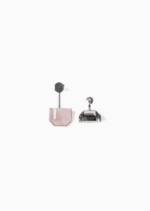 Rose quartz and crystal earrings