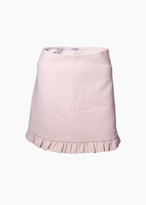 Pink ruffled mini skirt