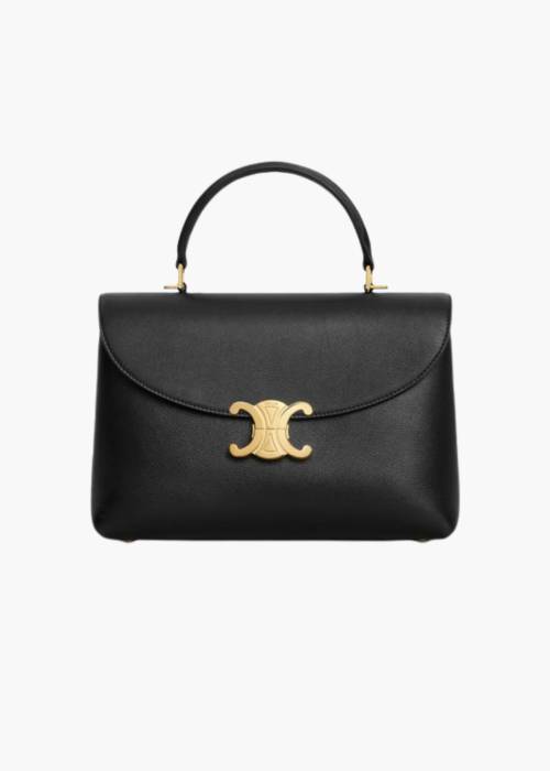 Nino Medium Bag in soft black grained calfskin