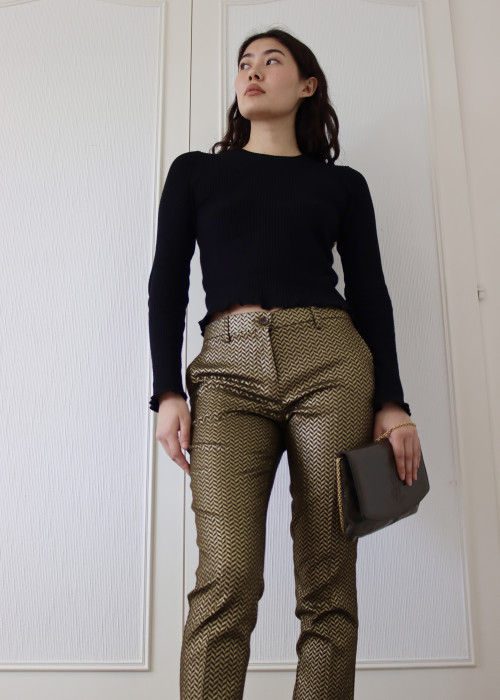 Gold viscose trousers