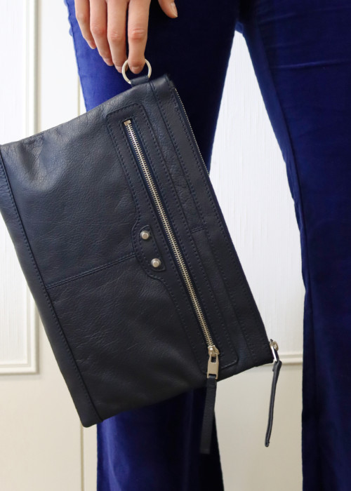 Balenciaga blue leather clutch bag