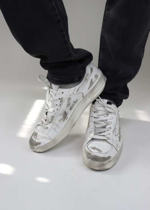 Embossed leather sneakers