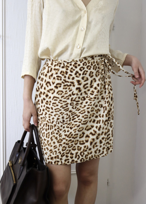 Leopard print wrap skirt