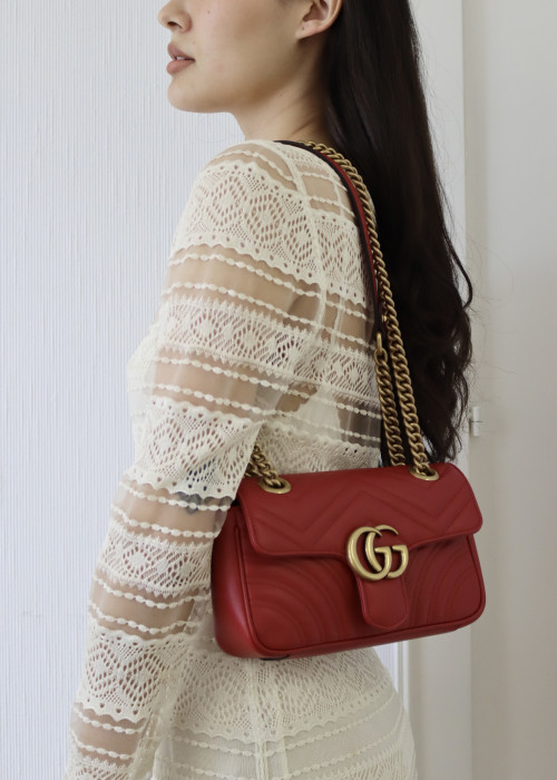 Gucci marmont Tasche aus rotem Leder